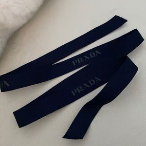 Auth Prada Logo Navy Ribbon